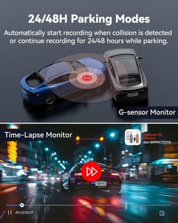 Dashcam voor auto - Zwart - 4K + 1080P Dual Lens - Met Wifi, GPS en Parkeermodus - Voor Veilig Rijden en Bewaking — thumbnail 5