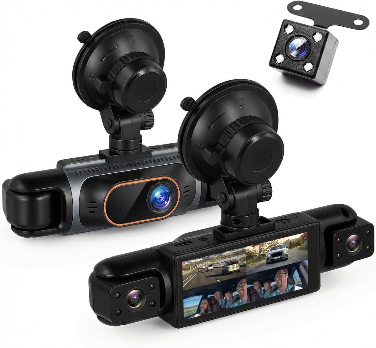 Dashcam voor auto - Zwart - 7 x 14 x 10 cm - 4 Camera's met 360 Graden Bescherming en Nachtzicht — afbeelding 1