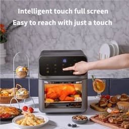 Heteluchtfriteuse – Airfryer - Airfryer Oven - 12L - 1350W - LED Touchscreen - Olievrije Heteluchtfriteuse - Multifunctioneel Convectoroven - Kijkvenster - Grote Capaciteit - Zwart — thumbnail 4