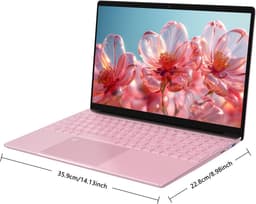 15,6 Inch Laptop T152A‑N95 - Intel Celeron N95 - 1920×1080 Full HD IPS‑scherm - 16GB DDR4‑512GB SSD - Windows 11 - Roze — thumbnail 3