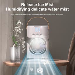 Ventilatoren - Mobiele Airco - 3-in-1 draagbare luchtkoeler USB sprayventilator compact 24.5×16×7.5 cm, zuinige mobiele ventilator zonder afvoer voor thuis, kantoor en buiten in de zomer — thumbnail 3