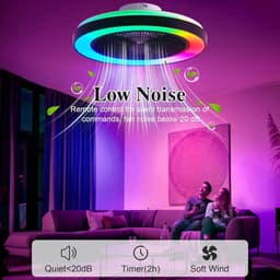 Plafondventilator met Verlichting – Dimbaar RGB LED – Stille DC Motor – Afstandsbediening – 50 cm — thumbnail 5