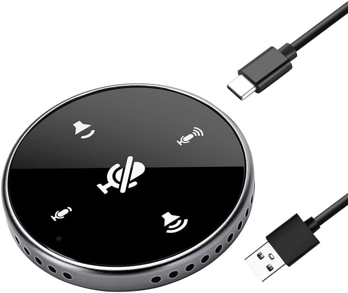Conferentiemicrofoon - USB speakerphone - Online vergaderingen - 360 graden opname - 17x12x3 cm - Zwart — afbeelding 1