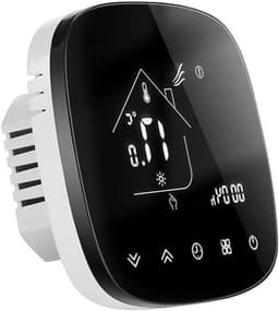 Slimme Thermostaat - Temperatuurregelaar - Vloerverwarming Regelen - App en Spraakbediening - 86mm Doos Compatibel - Zwart — thumbnail 1