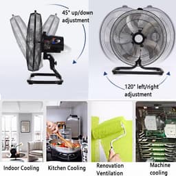Hoge Snelheid Vloerventilator - Industriële Ventilator Commerciële Ventilator - Lucht Circuleren - Verstelbare Windrichting - 30 cm - Metaal — thumbnail 4