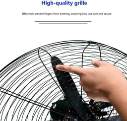 Industriële Wandventilator - Muurventilator Krachtige Ventilator - Werkplaats Koelen - 3 Snelheden Automatische Oscillatie - 80 x 75 cm - Zwart — thumbnail 5