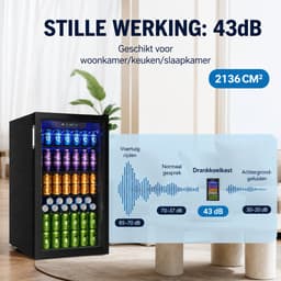Rolu Mini Koelkast – Blikjes Koeler – 90 Liter – 126 Blikjes - Luchtgekoeld 0 °C Tot 16 °C – Glazen Deur – LED Verlichting — thumbnail 2