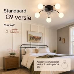 Glitzerlife Plafond ventilator met verlichting Plafondlamp Ventilatorlamp - 5xG9 fitting - Stille plafondventilator DC motor 6 snelheden omkeerbaar - afstandsbediening timerfunctie - modern design metaal PC - Ø57cm - zwart — thumbnail 4