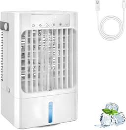 DnA® Airco Zonder Afvoerslang - 4 in 1 Persoonlijke Mini Koelventilator - Mobile Airco - Aircooler - Energy Class A++ - Wit - 13cm x 17cm x 27cm — thumbnail 1