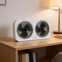 Draagbare Ventilator - Bureau Ventilator - Persoonlijke Koeling - Dubbele Roterende Koppen - 415 cm Lengte - Wit — thumbnail 2
