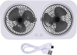 Draagbare Ventilator - Bureau Ventilator - Persoonlijke Koeling - Dubbele Roterende Koppen - 415 cm Lengte - Wit — thumbnail 5