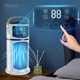 Draagbare Luchtkoeler - Persoonlijke Airco - Koelte Creëren - Met Led Nachtlampje - 640ml Reservoir - Meerkleurig — thumbnail 4