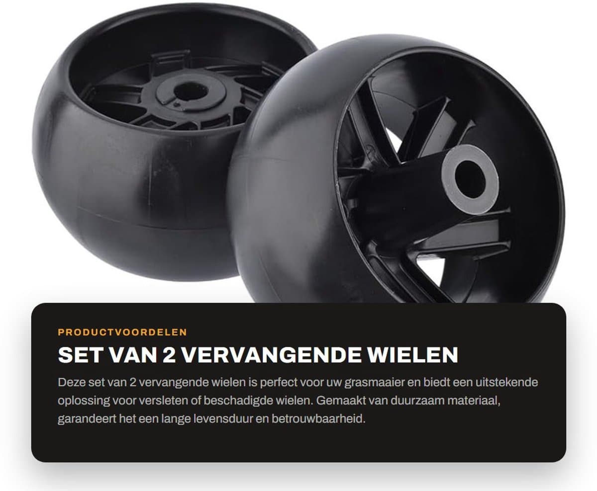 Dailygoods- Deck Wheel Vervanging - 5" Wiel - 2 Stuks - Hub Offset 3" - Boorgrootte 1/2" - Compatibel met Husqvarna - Graswiel — afbeelding 1