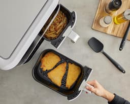 Dubbele Heteluchtfriteuse - Airfryer Duo - Gezond Koken - Twee Lades - 9 Liter - Wit — thumbnail 3
