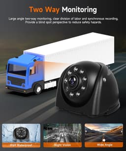 SnelShoppen - Mirror Dashcam met 2 Achteruitkijkcamera's, Truck Achteruitkijkspiegel met Verticale Scherm, 10.36 Inch Touchscreen Monitor met BSD Syst — thumbnail 3