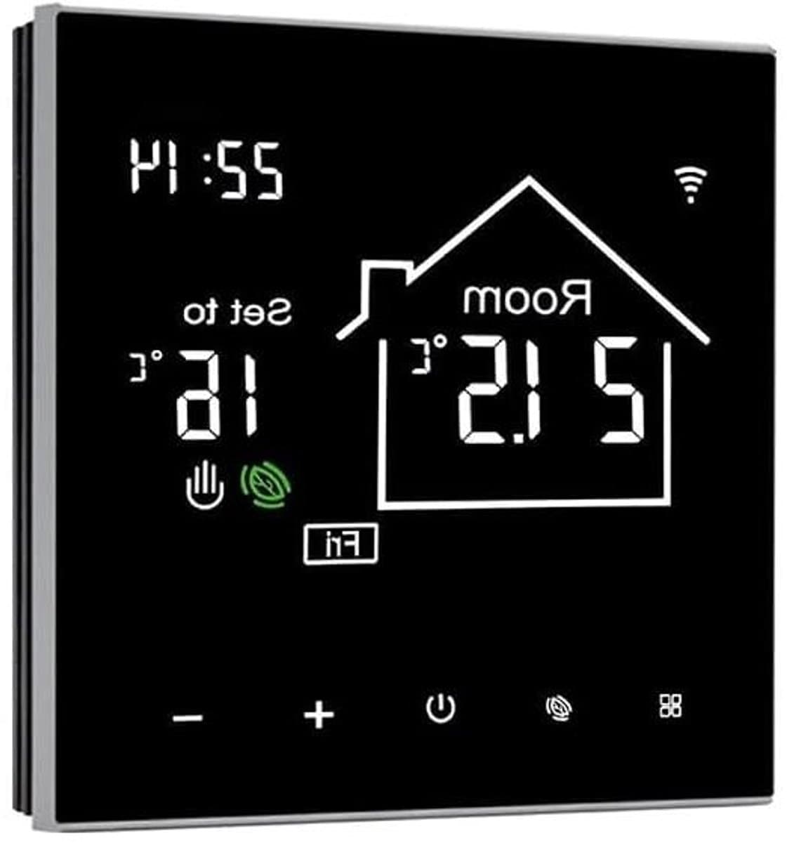 Digitale Thermostaat - Slimme Thermostaat Verwarmingsregelaar - Comfort Verwarmingsregeling - Touchscreen Display - 60 mm Installatieafstand - Zwart — afbeelding 1
