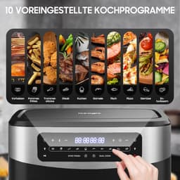 Heteluchtfriteuse - Olievrije Frituurpan - Gezond Koken - Dubbele Kookvakken - 12 Liter - Zwart — thumbnail 4