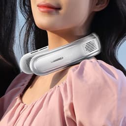 Draagbare nekventilator - USB oplaadbaar, tien keer sterker, koude nekventilator, geschikt voor buitensporten, woon-werkverkeer en reizen, kantoor, studie en persoonlijke - (Wit) — thumbnail 2