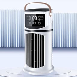 Ventilator - Ventilator staand - Stille ventilator slaapkamer - USB-luchtkoeler - Krachtige sproeiventilator - Bureauventilator - Met timerfunctie - 27*15,5*15,5 cm - Wit - ABS — thumbnail 1