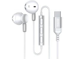 AdroitGoods USB-C Oortelefoons met Microfoon & HiFi Stereo Geluid – Oordopjes/Oortjes Compatibel met USB-C apparaten - Wit