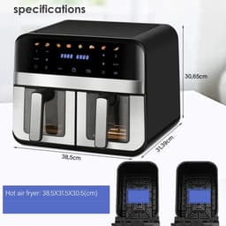 Lamor Airfryer - Heteluchtfriteuse - Heteluchtoven - Dubbele kookzones - Totale inhoud 11,5 liter - 80 °C tot 200 °C - LED touch — thumbnail 4