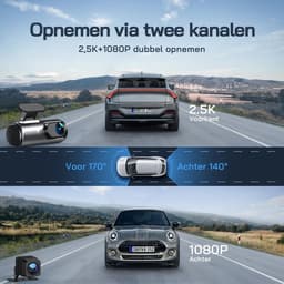 SnelShoppen - WOLFANG Dashcam Auto Voor Achter 4K WiFi, Ultra Nachtzicht, 170° Groothoek, WDR, 24-uurs Parkeermodus, G-sensor, Loop Recording — thumbnail 5