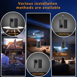 SnelShoppen - Projector Mini Smart 1080P 4K Ondersteuning 750 ANSI/10000 ISO LUMEN Wifi Bluetooth Draagbare Beamer voor Thuisbioscoop en Buitenfilms — thumbnail 4