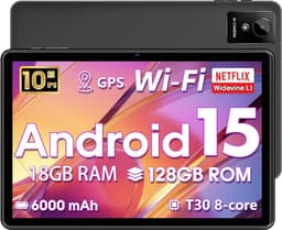 SnelShoppen - 10 inch Android 15 Tablet met 18GB RAM, 128GB ROM, 1TB Uitbreidbaar, Octa-Core, Dual Camera, 6000mAh, 2.4G+5G WiFi, GPS, Widevine L1 — thumbnail 1