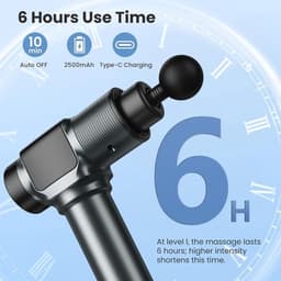Massagepistool, massagepistool voor diepe weefselmassage voor pijnverlichting, percussieve spiermassagepistool voor atleten, draagbare elektrische rugmassager met 30 snelheidsniveaus en 9 massagekoppen (grijs) — thumbnail 2