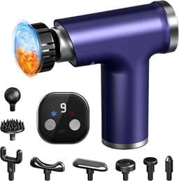 SnelShoppen - Lichaamsmassageapparaat met warmte- en koudefunctie, massagepistool, 9 massagekoppen, 9 intensiteitsniveaus, diepe weefseltherapie voor — thumbnail 1