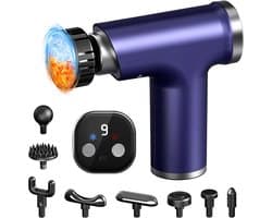 SnelShoppen - Lichaamsmassageapparaat met warmte- en koudefunctie, massagepistool, 9 massagekoppen, 9 intensiteitsniveaus, diepe weefseltherapie voor