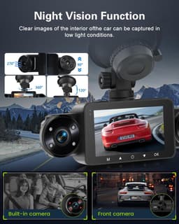 SnelShoppen - 4-kanaals Dashcam 3 Inch IPS Touchscreen Voor- en Achteruitzicht met 8 IR Nachtzichtlampen, Loopopname, 24 Uur Opname, G-sensor, Achteru — thumbnail 4