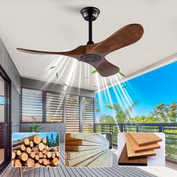 MODENUIT Plafondventilator – 107 cm – 3 Houten Bladen – Metaal en Hout – Zwart en Donker Walnoot — thumbnail 5