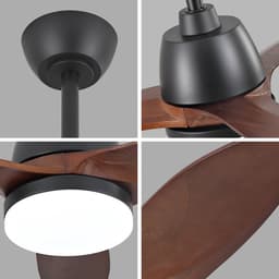 MODENUIT Plafondventilator met Verlichting – 91,44 cm – Massief Hout – Zwart Donker Walnoot – Dimbaar — thumbnail 4