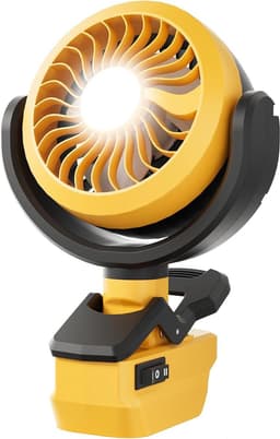 Accu Ventilator met LED Verlichting – Geschikt voor 18V Accu – Draadloos – USB-C – 3 Snelheden – Timer – Afstandsbediening — thumbnail 1