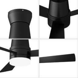 Plafondventilator met lamp - Diameter 106.6 cm - 3 kleurtemperaturen en 6 stille snelheden - omkeerbare motor - modern - Zwart — thumbnail 4