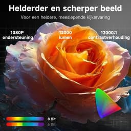 Projector Draagbare, Visulapex V3 PRO Beamer 12000 Lumen Ondersteuning FHD 1080P, 50% Zoom en Elektrische Focus, 5G WiFi Bluetooth Projector voor iOS/Android/TV Stick/HDMI/USB — thumbnail 3