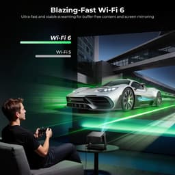 Beamer, compatibel met Netflix 1080P, WiFi6 en Bluetooth | Retroprojector Focus elektrisch / trapeziumcorrectie, compatibel met 100.000 apps, thuisbioscoop/outdoor — thumbnail 3