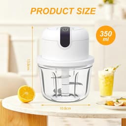Mini Keuken Chopper - Elektrische Hakker - Maaltijden Voorbereiden - Draadloos USB Oplaadbaar - 350 ml - Wit — thumbnail 5