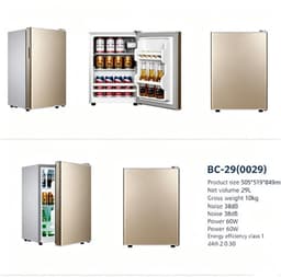 Zilverkleurige één‑deurs minikoelkast van 29 liter met alleen koelfunctie, energie‑efficiëntieklasse A, stil bedrijf van 38 decibel, afmetingen 55×40×39 cm, geschikt voor studentenkamers, kantoren en slaapkamers — thumbnail 5