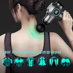 KIRA® Massage Gun - Massage Pistool - Massage-gun - Massage Gun voor Rug & Schouders - Grijs - 5cm x 3cm x 8cm — thumbnail 3