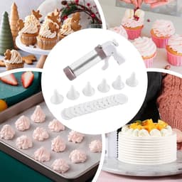 Koekjesmaker Apparaat - Koekjespers Bakgereedschap - Huisgemaakt Bakken - Multifunctioneel Ontwerp - 13 Vormschijven 6 Spuitmonden - Wit — thumbnail 3