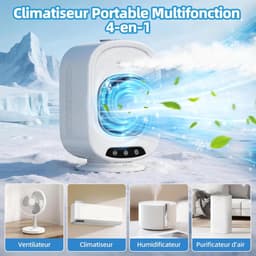 Draagbare mobiele airconditioner, 4-in-1 mini-luchtkoeler, stil, 3 snelheden, 300 ml, USB, vernevelingsventilator, mini-airconditioner voor kantoor, slaapkamer, auto, camping (wit) — thumbnail 3