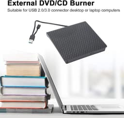 Externe CD Brander - Draagbare DVD Brander - Data Archiveren - Dubbele Interface - Draagbaar - Zwart — thumbnail 4