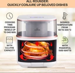 Klarstein XL Airfryer, frituurpan met stoomfunctie, temperatuurregeling en 16 programma's, heteluchtfriteuse, olievrije heteluchtfriteuse 1500 W, 7,5 liter — thumbnail 8