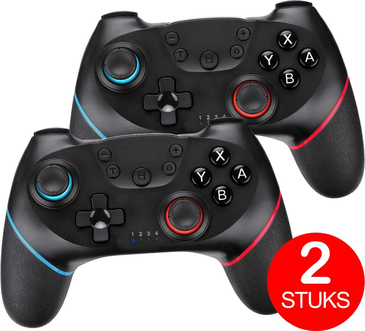 2x Draadloze Controller Geschikt voor ALLE Nintendo Switch en OLED - Ergonomische Handvat Gripstand — afbeelding 1