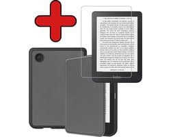 Hoes Geschikt voor Kobo Clara 2E - Met Screenprotector - Luxe E-reader Bescherm Case - Hoesje Book Cover - Grijs
