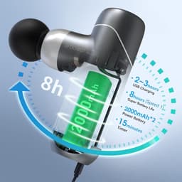 Mini-massagepistool 037 kg - klein licht pistool met 4 siliconen opzetstukken - 5 snelheden 3000 tpm - stil spierpistool voor spierontspanning - 2000 mAh USB C Massage gun — thumbnail 2
