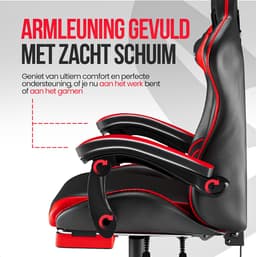 Avalo Gaming Stoel - Gamestoel - Ergonomische Bureaustoel Verstelbaar - Game Stoel - Gaming Chair - Zwart/Rood — thumbnail 4