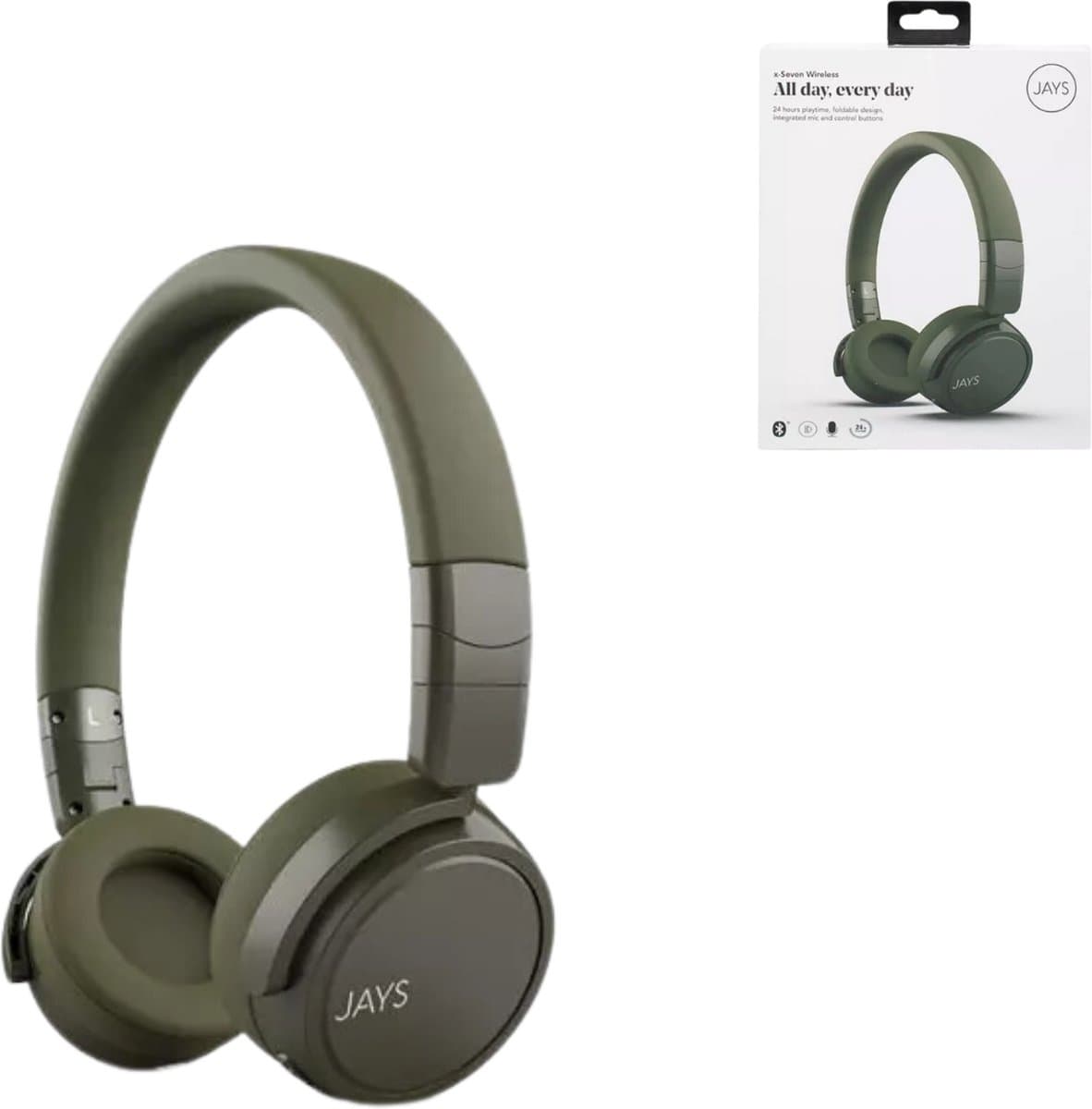 JAYS x-Seven Wireless Headset Draadloos Hoofdband USB Type-C Bluetooth Olijf — afbeelding 1